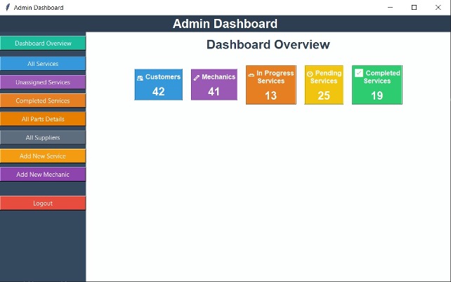 Vehicle service dashboard 2